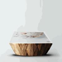 maqueta de mármol, exhibición de productos cosméticos, podio, pedestal de escenario o plataforma. 3d vector abstracto mínimo, escena geométrica, formas, podio de madera fondo blanco