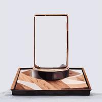 maqueta de mármol, exhibición de productos cosméticos, podio, pedestal de escenario o plataforma. 3d vector abstracto mínimo, escena geométrica, formas, podio de madera fondo blanco