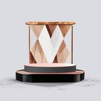 maqueta de mármol, exhibición de productos cosméticos, podio, pedestal de escenario o plataforma. 3d vector abstracto mínimo, escena geométrica, formas, podio de madera fondo blanco