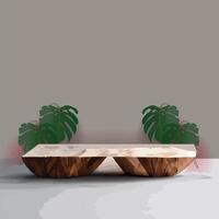 marble mock up, show cosmetic product display, Podium, stage pedestal or platform. 3d vector Abstract minimal ,scene geometric, forms, wood podium white background