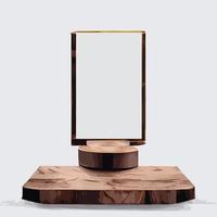 maqueta de mármol, exhibición de productos cosméticos, podio, pedestal de escenario o plataforma. 3d vector abstracto mínimo, escena geométrica, formas, podio de madera fondo blanco