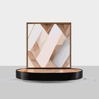 maqueta de mármol, exhibición de productos cosméticos, podio, pedestal de escenario o plataforma. 3d vector abstracto mínimo, escena geométrica, formas, podio de madera fondo blanco