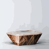 maqueta de mármol, exhibición de productos cosméticos, podio, pedestal de escenario o plataforma. 3d vector abstracto mínimo, escena geométrica, formas, podio de madera fondo blanco