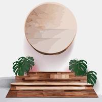 maqueta de mármol, exhibición de productos cosméticos, podio, pedestal de escenario o plataforma. 3d vector abstracto mínimo, escena geométrica, formas, podio de madera fondo blanco