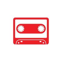 eps10 red vector cassette solid icon isolated on white background. audio cassette tape symbol in a simple flat trendy modern style for your website design, logo, pictogram, and mobile application