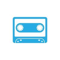 eps10 blue vector cassette solid icon isolated on white background. audio cassette tape symbol in a simple flat trendy modern style for your website design, logo, pictogram, and mobile application