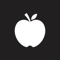 eps10 vector blanco manzana icono sólido aislado sobre fondo negro. símbolo relleno de manzana en un estilo moderno y plano simple para el diseño de su sitio web, logotipo, pictograma y aplicación móvil