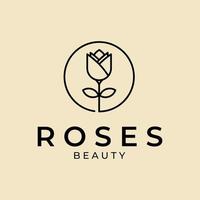 rose flower badge logo vector for beauty fashion