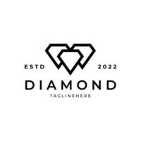 diseño de ilustración de icono de vector de arte de línea de joyería de logotipo de diamante