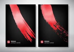 Modern vector template for brochure, leaflet, flyer, cover, catalog in A4 size. Abstract red foil brush backgrounds. Colored graphic composition illustration