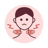 Man with swollen lymph nodes. Graphic icon. vector