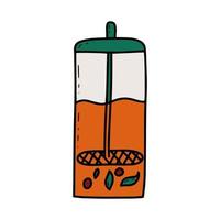 French press with tea doodle vector isolated illustration