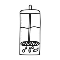 French press with tea doodle vector isolated illustration