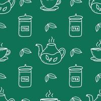 Tea drinking theme doodles vector seamless pattern background