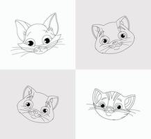 Cat Head Coloring Book for Kids vector
