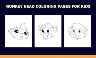 Monkey Head Coloring Book for Kids vector