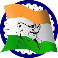 2 October birth anniversary of Mahatma Gandhi with eye glasses and charkha element vector