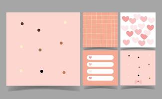 gold dot and heart on pink background. memo template. vector