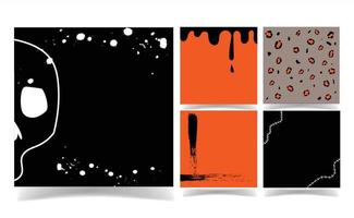 Halloween black and orange color background collection. memo template. vector