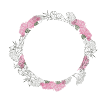 Carnation watercolor wreath line art png