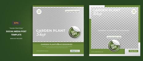 Botanical Plant shop social media post templates vector