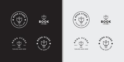 Minimal badge bookstore logo set design template vector