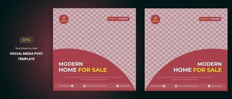 Real estate house for sale social media post templates vector