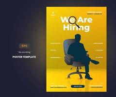 We are hiring illustration poster and flyer template with silhoueette man sitting on chair vector