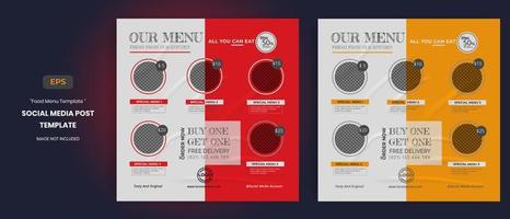 Food and culinary menu promotion social media post templates vector