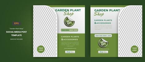 Botanical Plant shop social media post templates vector