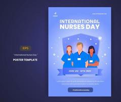 Flat international nurses day poster and flyer template vector