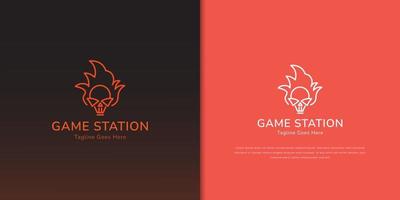 Game station logo design template vector