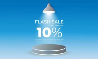 Flash sale with 10 percent discount Background with lights on and podium vector