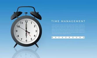 Time management background with alarm clock vector