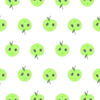 Green apple pattern. Apple with eyes, character for children's pattern, print, fabrics, clothes. vector