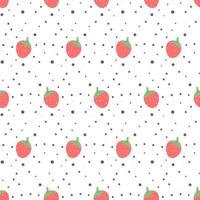 Strawberry pattern. Hand drawn cute strawberry pattern for textile, wallpaper, print, postcard, wrapping paper. vector