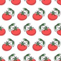 Tomatoes pattern. Drawn tomato in line art style. design on pattern for textile, wallpapers, web. vector