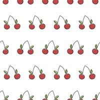 Cherry pattern. Drawn cherries in line art style on a pattern for testicles, wallpapers, prints. vector