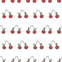 Cherry pattern. Drawn cherries in line art style on a pattern for testicles, wallpapers, prints. vector