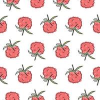Raspberry pattern. Drawn raspberry in line art style on a pattern for textiles, wallpapers, prints. vector