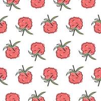 Raspberry pattern. Drawn raspberry in line art style on a pattern for textiles, wallpapers, prints. vector