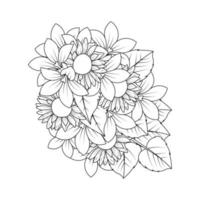 sunflower doodle art vector design with line art coloring page and simple pencil easy sketches drawing