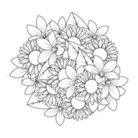 sunflower doodle art vector design with line art coloring page and simple pencil easy sketches drawing