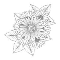 sunflower coloring page pencil drawing of vector design and blooming flower of doodle design style of line art