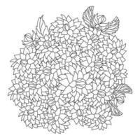 dahlia flower illustration with pencil stroke in doodle art design of coloring page design vector