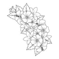 hibiscus flower doodle art design of coloring page with detailed line art vector graphic