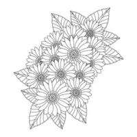 beautiful flowers coloring page with pencil sketch drawing detailed in vector graphic of line art