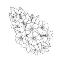 hibiscus flower doodle art design of coloring page with detailed line art vector graphic