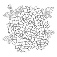 dahlia flower illustration with pencil stroke in doodle art design of coloring page design vector