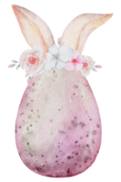 oeufs de pâques avec oreille de lapin aquarelle png